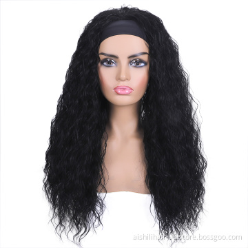 Wholesale black thin headband wigs long water wave hair headband wig for black women